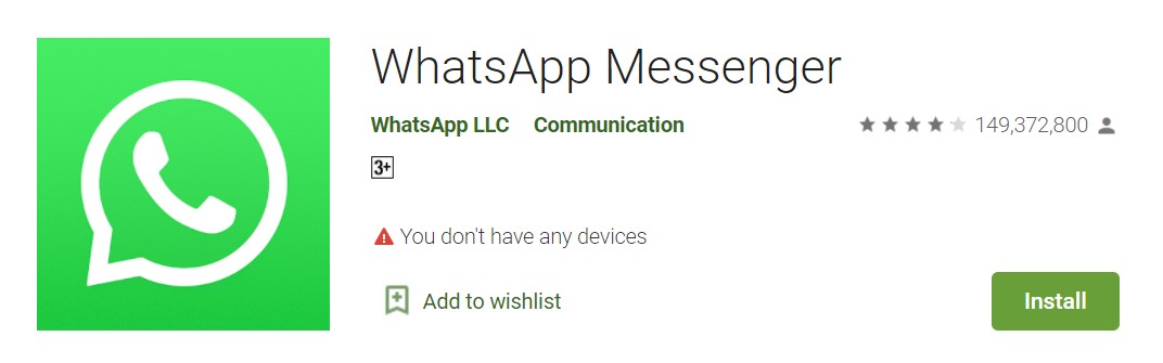 WhatsApp Messenger app name on Google Play